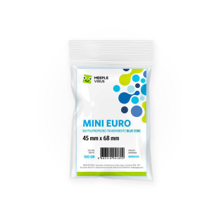 Sleeve Mini Euro (45 mm x 68 mm) - Meeple Virus Blue Core