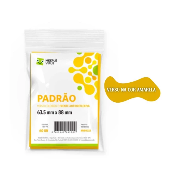 Sleeve Padrão Amarelo (63,5 mm x 88 mm) - Meeple Virus Blue Core