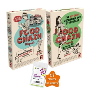 Food Chain Magnate Combo: Jogo + Expansão + Sleeves Grátis!